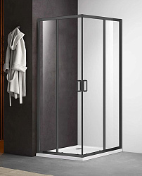 AQ ARI KV 08020GM Душевой уголок квадратный, двери раздвижные 800x800x2000 профиль оружейная сталь, стекло прозрачное