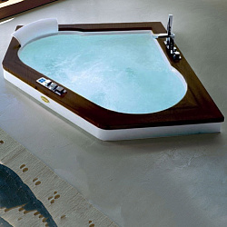 Jacuzzi Aura Corner 160 Base Ванна 160x160x60 см гидромассажная + С встраиваемая,без отверстий под см, цвет: белый/Венге