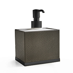 3SC Milano Дозатор для жидкого мыла, настольный, цвет: коричневая эко-кожа/черный матовый2201