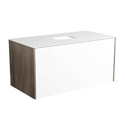 SIMAS FORIU Керамическая столешница с центральным отверстием. 100x50 см (Отверстия под смесители по запросу) цвет белый2135