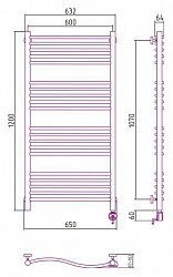 Полотенцесушитель электрический Сунержа Флюид 120x60 R