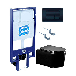SET AQUATEK МИЯ-MB-049 4в1 (рама AQUATEK Standard INS-0000020+ крепеж KKI-0000002+клавиша KDI-0000049+унитаз AQ2004-MB с тонким сиденьем soft-close