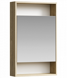 Универсальный левый/правый зеркальный шкаф с одной дверью и двумя открытыми полками, цвет дуб балтийский SIT0405DB