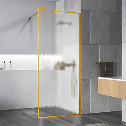 Душевая перегородка Волк-Ин (Walk-In) VSW-1HP800FLBG, 800*2000, брашированное золото, стекло рифленое