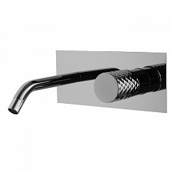 Carlo Frattini Spillo Tech Смеситель для раковины настенного монтажа, ручка "X", излив 150мм, донный клапан click-clack, цвет: хром