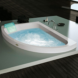 Jacuzzi Aquasoul Offset AQU Ванна, 150x100x57см, гидромассажная, Sx, встраиваемая, смеситель, цвет: белый/хром