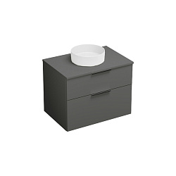 BURGBAD Eqio Комплект мебели 80х55х60 см, с керамич. умывальником круглым по центру, цвет белый, без отв под смеситель, ручки GO252, цвет мебели F20102265
