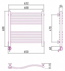 Полотенцесушитель электрический Сунержа Флюид 60x60 L