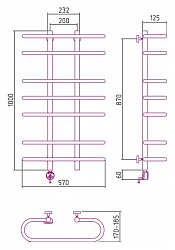 Полотенцесушитель электрический Сунержа Фурор 100x60 L
