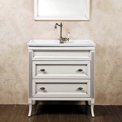 Мебель для ванной La Beaute Vivien Cassetto 80 белый с патиной, фурнитура хром