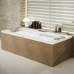 Jacuzzi Sharp Double AQU Ванна, пристенная, 190x90x57см, гидромассажная, DX, с панелями, цвет: белый/хром