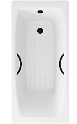 Ванна чугунная Delice Repos 170х70 с черными матовыми ручками и антискользящим покрытием DLR220508RB-AS