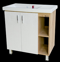 Рона-80 тумба с полками, комбинированный, белый ,прав. (ПВХ)