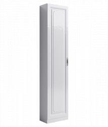 Напольный универсальный левый/правый пенал с одной дверью на мебельных петлях с доводчиками в белом глянцевом цвете.