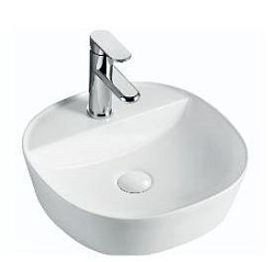 Раковина накладная овальная, с полочкой для смесителя 405x405x120 мм SPIN 40 CG. 23541 белый