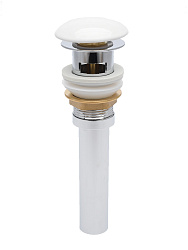AQM7002-1W Донный клапан с переливом, керамическая накладка, цвет белый