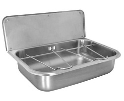 Антивандальная настенная матовая раковина Nofer с фартуком и съемно-откидной решеткой, 13049.S