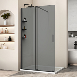 Душевая перегородка Волк-Ин (Walk-In) VSW-1WSL120CGB, 1200*2000, черный матовый, стекло тонированное
