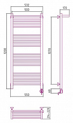 Полотенцесушитель электрический Сунержа Богема 00-0507-1250 120x50 с полкой R