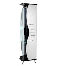 РИО-50 пенал с зеркалом комбин. черный/белый прав.