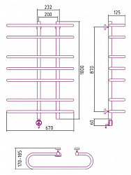 Полотенцесушитель электрический Сунержа Фурор 100x70 L