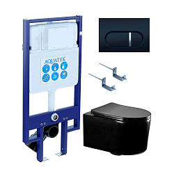 SET AQUATEK МИЯ-MB-045 4в1 (рама AQUATEK Standard INS-0000020+ крепеж KKI-0000002+клавиша KDI-0000045+унитаз AQ2004-MB с тонким сиденьем soft-close
