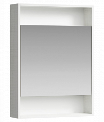 Универсальный левый/правый зеркальный шкаф с одной дверью и двумя открытыми полками, цвет дуб канадский SIT0406DK