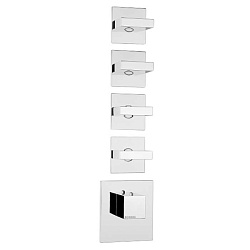 Bossini Rectangular Термостат для душа, встраиваемый (внешняя часть), с девиаторм/3 запорных вентиля на 5 выходов, уст-ка верт/гор., цвет: хром2248