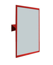 Антивандальное зеркало Nofer 70х50 см c регулировкой угла наклона и рамкой из нержавеющей стали RAL3000, красный
