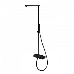 Carlo Frattini Switch Душевая стойка с термостатическим смесителем, с выводом для верхн душа, ручн душ и шланг 1500мм, цвет: черный матовый