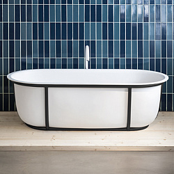 Отдельностоящая ванна Agape Cuna 165x78.5x52 см, цвет: белый с черной металлической структурой