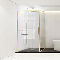Душевой уголок Слим Софт (Slim Soft) VSR-1SS1014CLG, 1400*1000, брашированное золото, стекло прозрачное