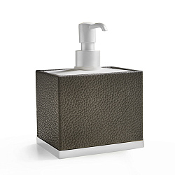 3SC Milano Дозатор для жидкого мыла, настольный, цвет: коричневая эко-кожа/белый матовый2201
