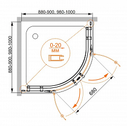 Душевой уголок CEZARES BERGAMO-W-R-2-100-ARCO-C-Cr-IV