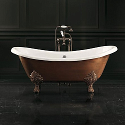 Чугунная ванна Devon&Devon Cherie copper effect 168.5х76хh68 см без отверстий для смесителя и слива-перелива, ножки Flora состаренная медь, цвет: с отделкой под медь