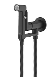 АЛЬФА комплект для гигиенического душа встроенный (смеситель + гигиеническая лейка + шланг), матовый черный AQ1919MB