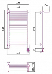 Полотенцесушитель электрический Сунержа Богема 00-0507-8040 80x40 с полкой R