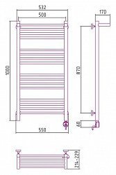 Полотенцесушитель электрический Сунержа Богема 00-0507-1050 100x50 с полкой R