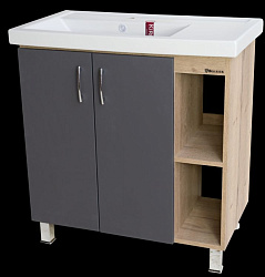 Рона-80 тумба с полками, комбинированный, серебро  ,прав. (ПВХ)