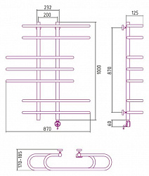 Полотенцесушитель электрический Сунержа Фурор 100x90 L