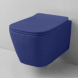 Artceram A16 Унитаз подвесной, 52,5х36см, безободковый, с крепежом, цвет: blu zaffiro