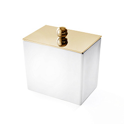 3SC Mood White Баночка универсальная, 10х10х7 см, с крышкой, настольная, цвет: белый матовый/золото 24к. (ПО ЗАПРОСУ)2205
