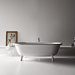 Отдельностоящая ванна Agape Ottocento Small 155x77.5x58 см, слив-перелив нержавеющая сталь, цвет: белый