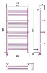 Полотенцесушитель электрический Сунержа Богема 00-0508-1260 120x60 с 4 полками L