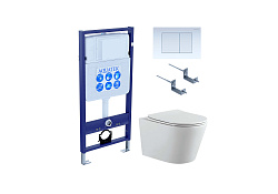 Set AQUATEK ВЕГА (рама AQUATEK Standard INS-0000012 с звукоиз.прокладкой+крепеж KKI-0000002+кнопкаKDI-0000009+унитаз ВЕГА AQ1905-00 с крышкой-сиденьем soft-close)
