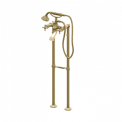 Gattoni TRD Смеситель для ванны, напольный, с ручным душем и шлангом, ручки Paris, цвет: золото 24К