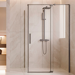 Душевой уголок Экстенза (Extenza) VSR-4EX111290CLGM, 1100/1200*900, вороненая сталь, стекло прозрачное
