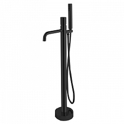 Carlo Frattini Spillo Tech Смеситель для ванны напольного монтажа, ручка "X", с ручным душем и шлангом 1500 мм., цвет: чёрный матовый