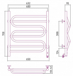 Полотенцесушитель электрический Сунержа Иллюзия 70x60 R