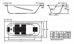 Стальная ванна BLB Anatomica B75L handles 170x75 см